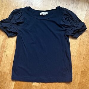 LOFT Navy Puff Sleeve Tee